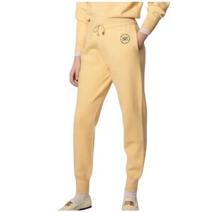 Sandro Butter Yellow Texas Embroidered Knit joggers EU SZ 42